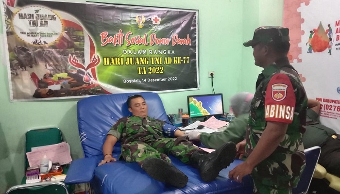 Hari Juang TNI AD Kodim Boyolali Bersama PMI Gelar Donor Darah